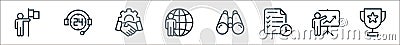 teamwork line icons. linear set. quality vector line set such as sports trophy, presentation, work schedule, vision, networking, Vector Illustration