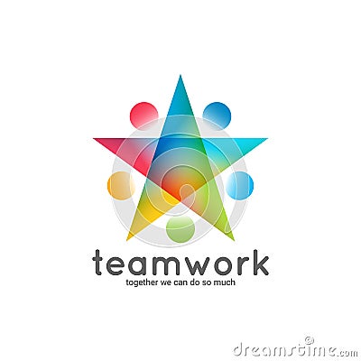 Teamwork logo business star concept on white background Vector Illustration