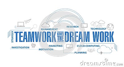 Teamwork makes the dream work diagram plan Stock Photo