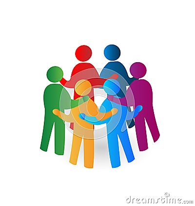 Teamwork meeting people logo Vector Illustration