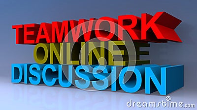 Teamwork online discussion on blue Stock Photo