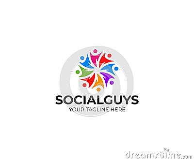 Teamwork people circle logo template, Social community vector design Vector Illustration