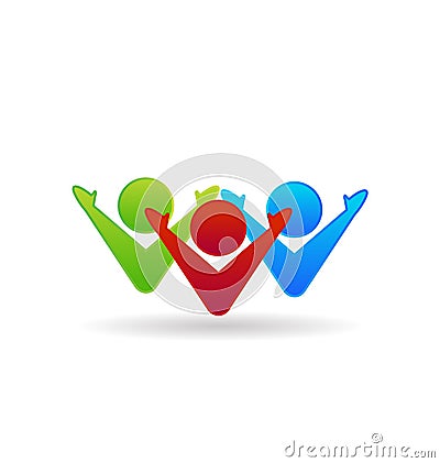 Teamwork of 3 people, group dynamic, business vector logo Vector Illustration