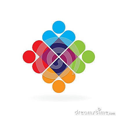 Teamwork people love hearts symbol logo vector Vector Illustration