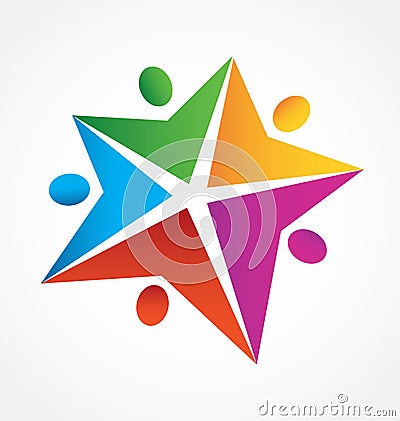 Teamwork people star shape logo Vector Illustration