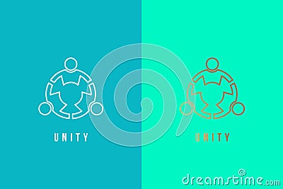 Teamwork people unity logo lineal minmalist style Vector Illustration