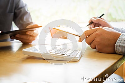 Teamwork process, Close-up of Two business colleague meeting to Stock Photo