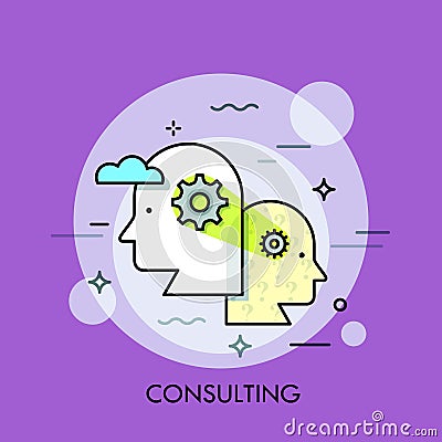 Teamwork, professional cooperation and business development strategy concept, collective thinking Vector Illustration
