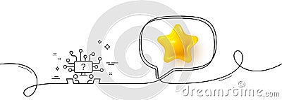 Teamwork question line icon. Ask help sign. Continuous line with 3d star. Vector Vector Illustration