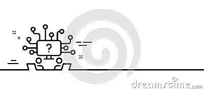 Teamwork question line icon. Ask help sign. Minimal line pattern banner. Vector Vector Illustration
