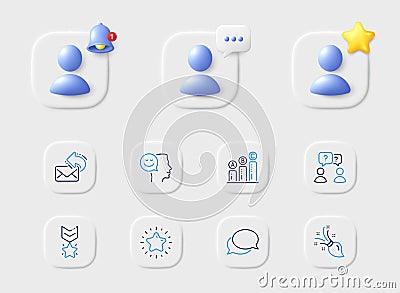 Teamwork questions, Graph chart and Messenger line icons. For web app, printing. Vector Vector Illustration