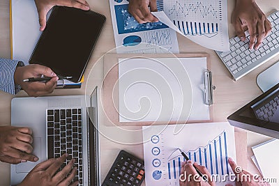 Teamwork reports accounting concept analyzing financial Stock Photo