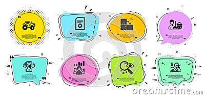 Teamwork results, Search and Check investment icons set. Cleaning service, Puzzle and Augmented reality signs. Vector Vector Illustration