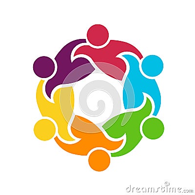 Teamwork Round Circle of 6 People Group Illustration Vector Illustration