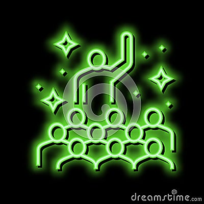 teamwork soft skill neon glow icon illustration Vector Illustration