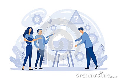 Teamwork solving complex problems, combining different talents Vector Illustration