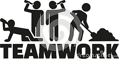 Teamwork - Some drinking alcohol one working Vector Illustration