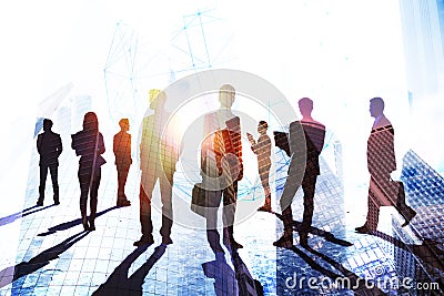 Teamwork, success and crowd concept Stock Photo