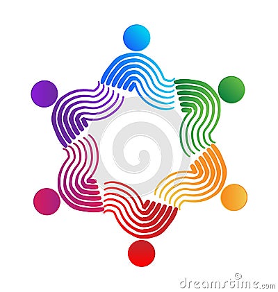 Teamwork swirly people colorful vector concept Vector Illustration