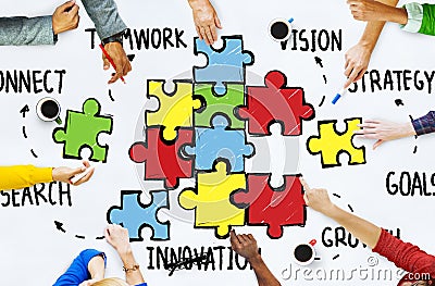 Teamwork Team Connection Strategy Partnership Support Puzzle Con Stock Photo