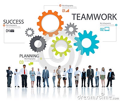 Teamwork Team Group Gear Partnership Cooperation Concept Stock Photo