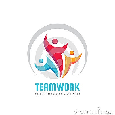 Teamwork vector business logo template creative illustration. People group sign. Social media symbol. Friendship concept. Vector Illustration