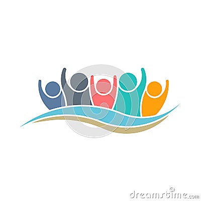 Teamwork Winner Logo Design Stock Photo