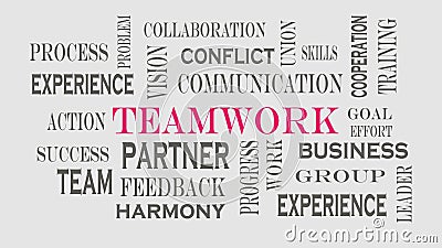 Teamwork word cloud concept on gray background Stock Photo