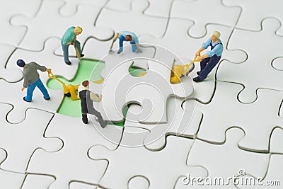 Teamwork, work as team for business success concept, miniature w Stock Photo