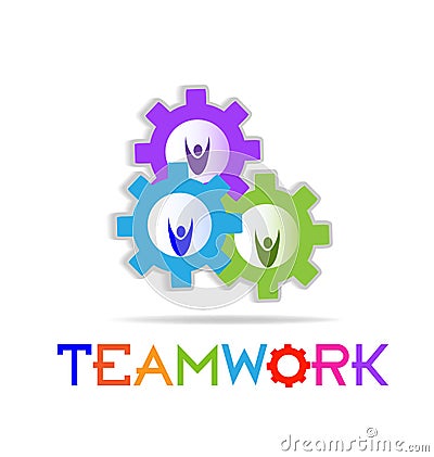 Teamwork working gears, community vector icon Vector Illustration