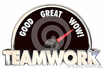 Teamwork Working Together Collaboration Cooperation Speedometer Stock Photo