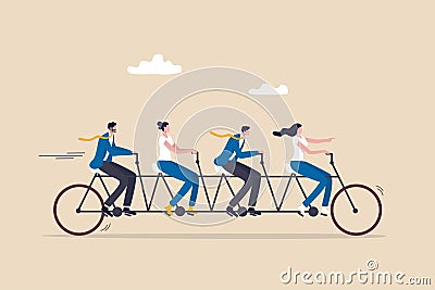 Teamwork working together for success, togetherness or cooperation, collaboration or support other to win together concept, Vector Illustration