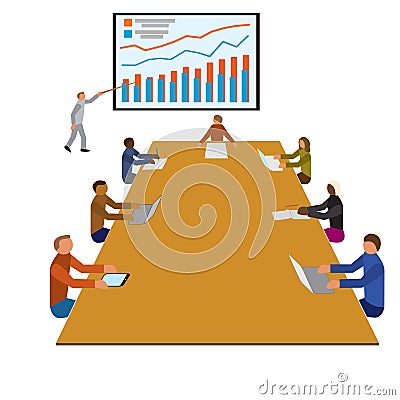 Teamwork workshop meeting, office workers teams Vector Illustration