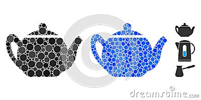 Teapot Composition Icon of Spheric Items Cartoon Illustration