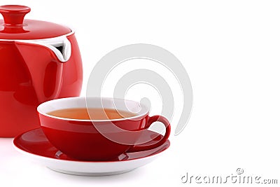 teapot and cup of tea Stock Photo