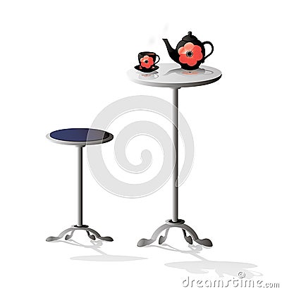 The teapot and the cup in the tea room in cafÃ© Stock Photo