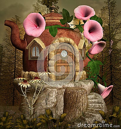 Teapot fantasy house Stock Photo