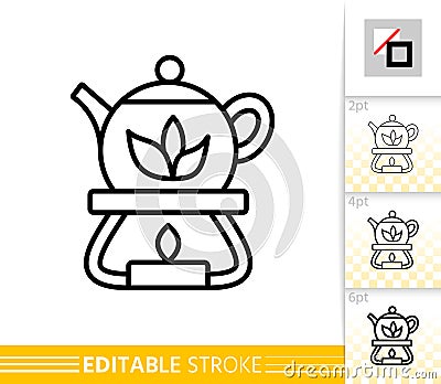 Teapot heated tea candle simple line vector icon Vector Illustration