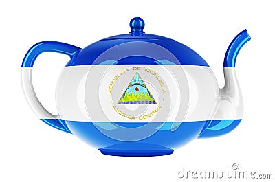 Teapot with Nicaraguan flag, 3D rendering Stock Photo