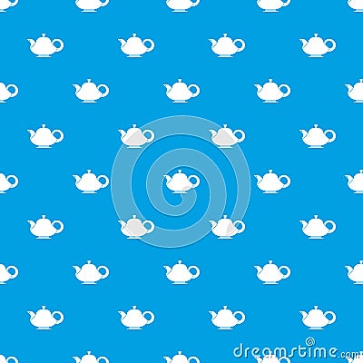 Teapot pattern seamless blue Vector Illustration