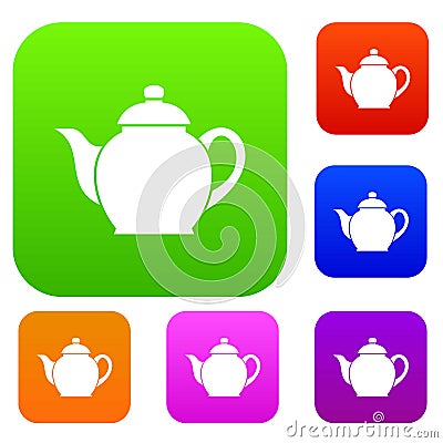 Teapot set collection Vector Illustration