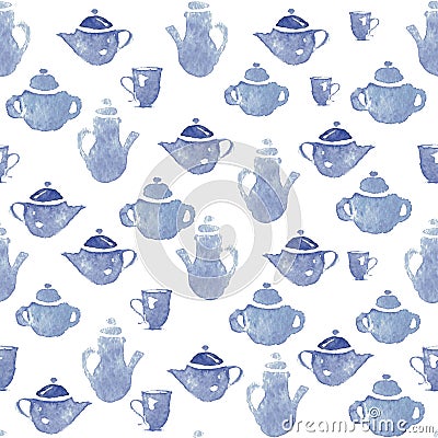 Teapots with cups Vector Illustration