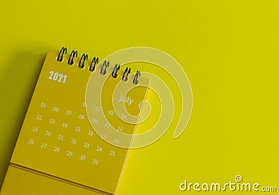 Tear-off calendar for July 2021. Desktop calendar for planning, assigning, organizing, and managing each date Stock Photo