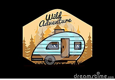 Teardrop camper vintage illustration design Vector Illustration