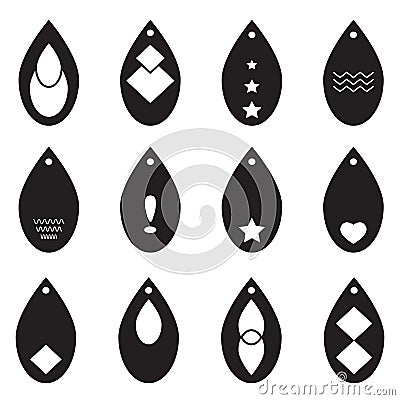 Teardrop earrings icon on white background. flat style. earrings template icon for your web site design, logo, app, UI. laser cut Vector Illustration