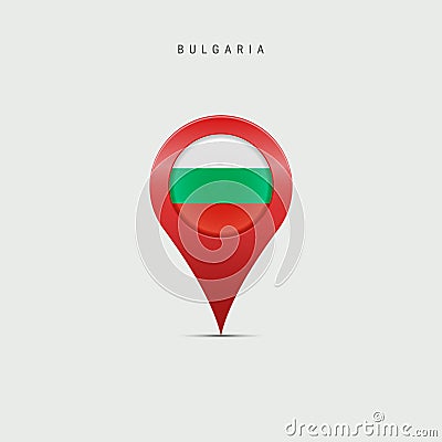 Teardrop map marker with flag of Bulgaria. 3D vector illustration Cartoon Illustration
