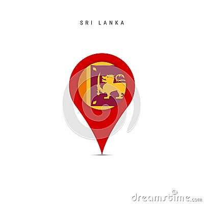 Teardrop map marker with flag of Sri Lanka. Flat vector illustration isolated on white Vector Illustration