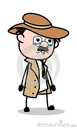 Tearful Eyes - Retro Cartoon Police Agent Detective Vector Illustration Stock Photo