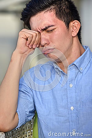 Tearful Young Asian Male Man Stock Photo