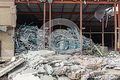 Tearing down a building Stock Photo